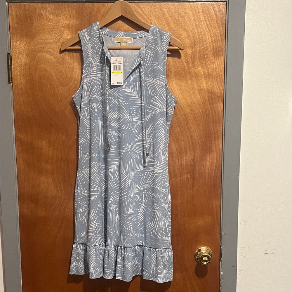 Michael Kors Light Blue Patterned Midi Dress